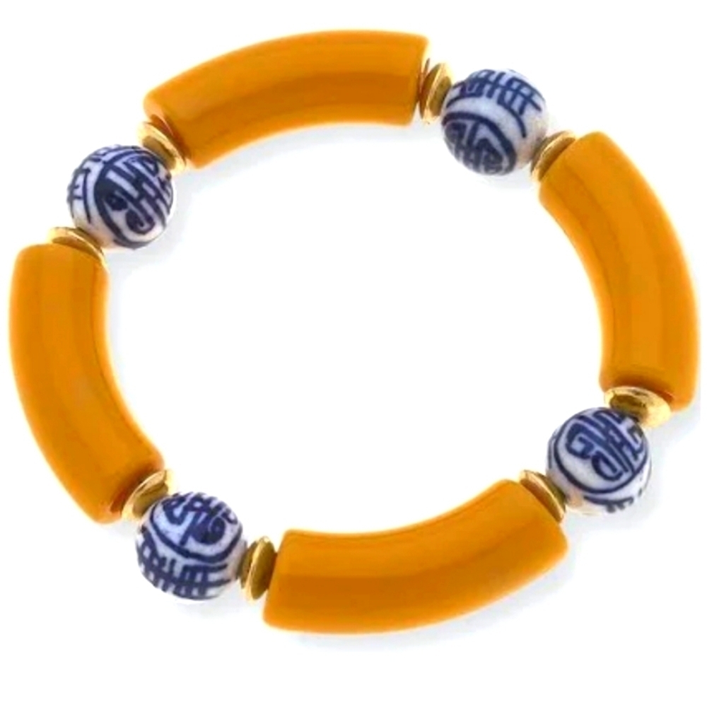 Goldenrod Chinoiserie Bead Resin Bracelet Nwt 30$